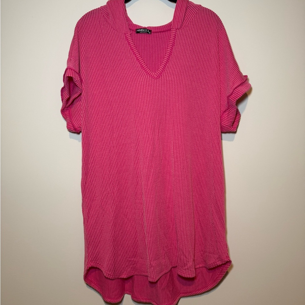 Pink V-Neck Women's Top heimish USA